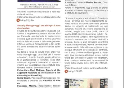 Il prof. Setola è intervenuto ad un talk show organizzato dalla rivista SNews.